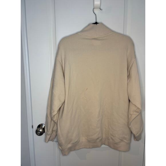Aerie The Sweat Everyday Mock Neck Sweatshirt Cream Tan Ribbed Turtleneck M - Picture 4 of 6